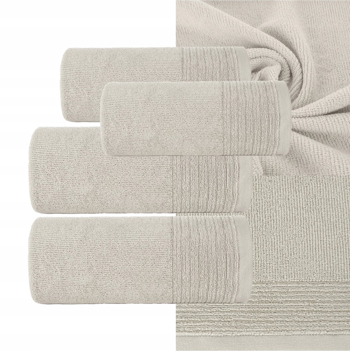 Set van 4 luxe katoenen handdoeken 50x90cm en 70x140cm, 500gsm, beige