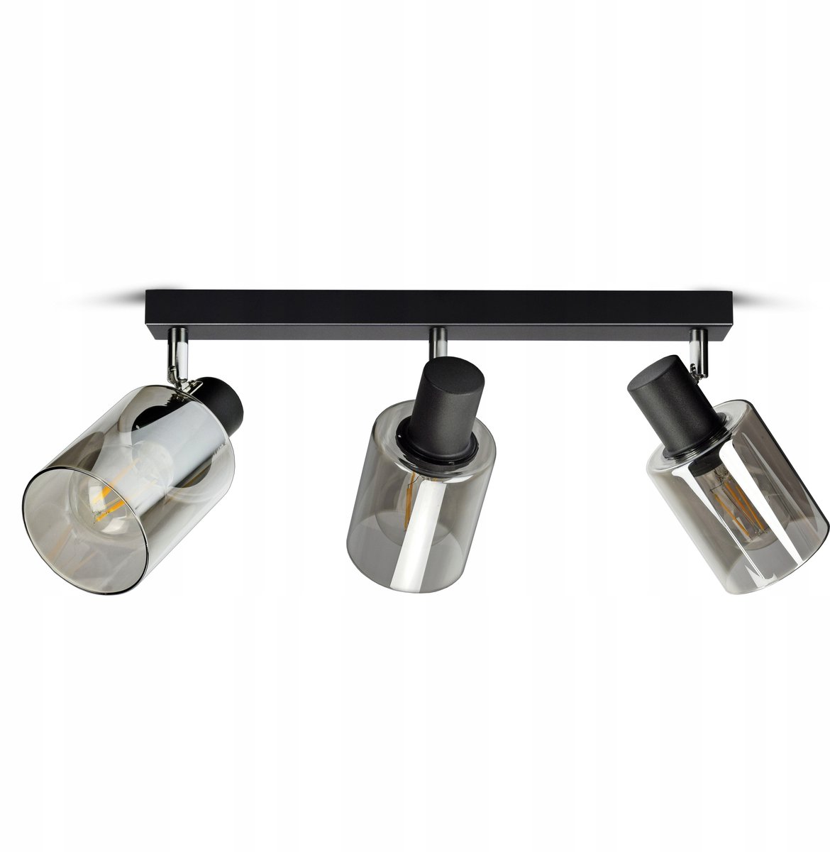 Zwarte Glazen Buis Hanglamp - E27 LED - 3 lichts