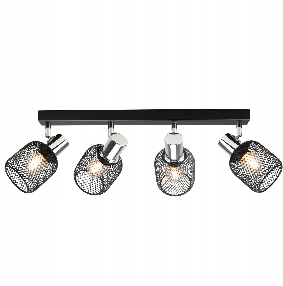 Vintage LOFT Plafondlamp met 4xE27 Fitting - Zwart Metaal