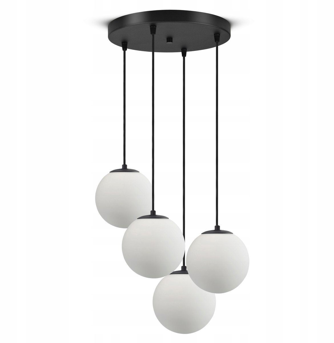 Hanglamp Glasbollen Wit G9 4-lichts Zwart Metaal