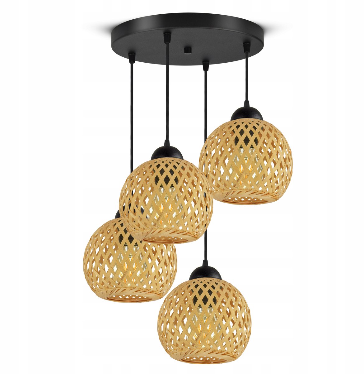 Bamboe Hanglamp Zwart Boho LED E27 - Natuurlijk Design