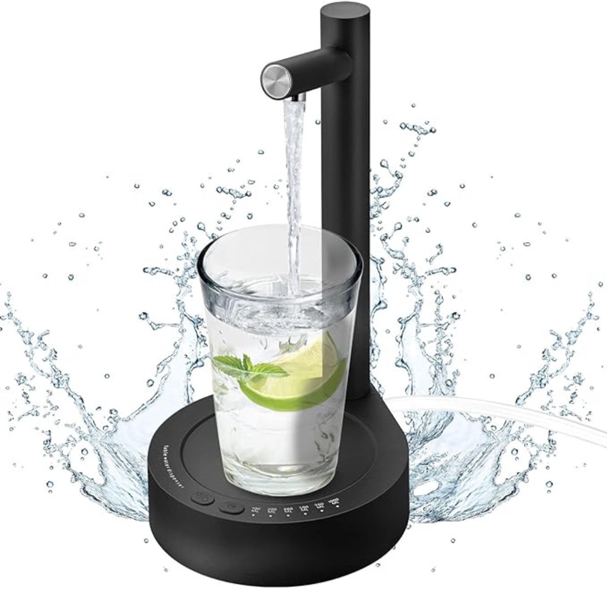 VIN® Waterdispenser - USB Water Dispenser Met 6 Niveaus - Watertap Voor thuis, Kantoor op het Bureau - Drink Waterpomp - Zwart