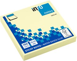 Info sticky notes - 100 vel - 75x75mm - geel - IN-5654-01
