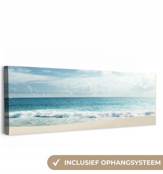 Canvas schilderij 150x50 cm - Wanddecoratie Strand - Zee - Zomer - Muurdecoratie woonkamer - Slaapkamer decoratie - Kamer accessoires - Schilderijen op canvas