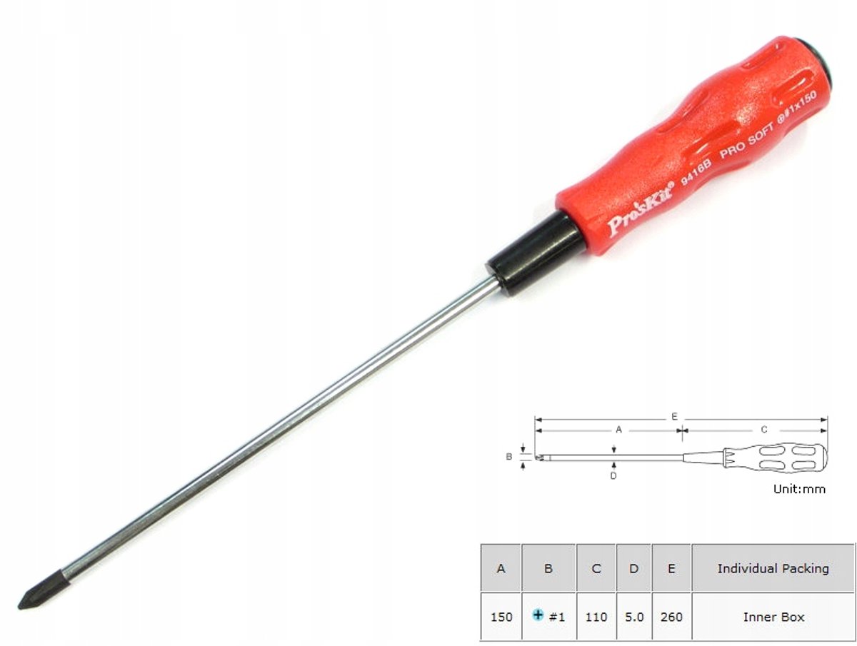 Proskit Kruiskopschroevendraaier PH1 150mm - Hoogwaardig Gereedschap