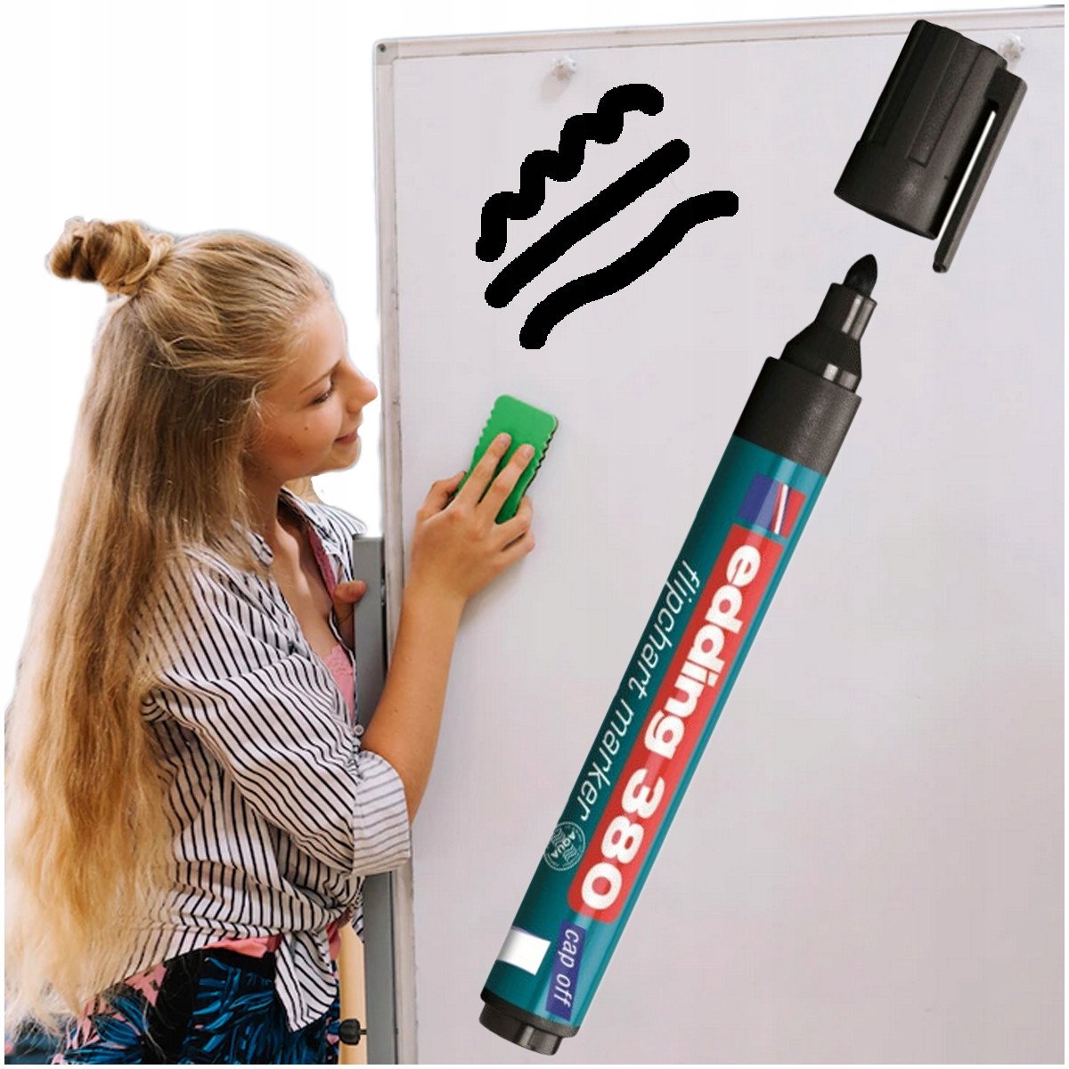 Edding Zwart Whiteboard Stift - Sneldrogend & Vervaagbestendig
