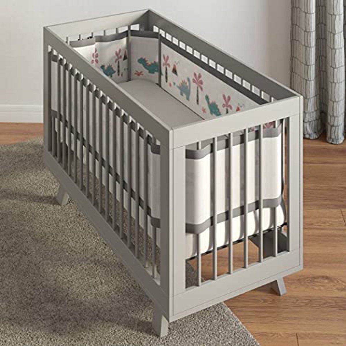 Image of Ademend 4-zijdige bedbumper voor babybedden - 6 mm dikke schokabsorberende bescherming - Veilig en stijlvol