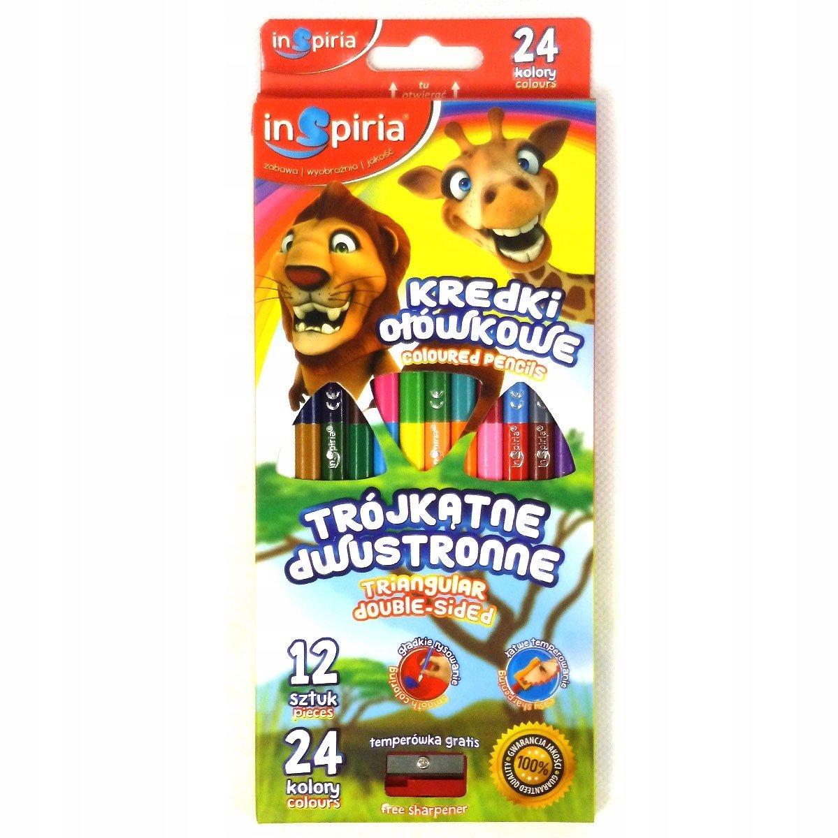 Draaiende Kleurpotloden 12 Stuks, 24 Kleuren + Puntenslijper