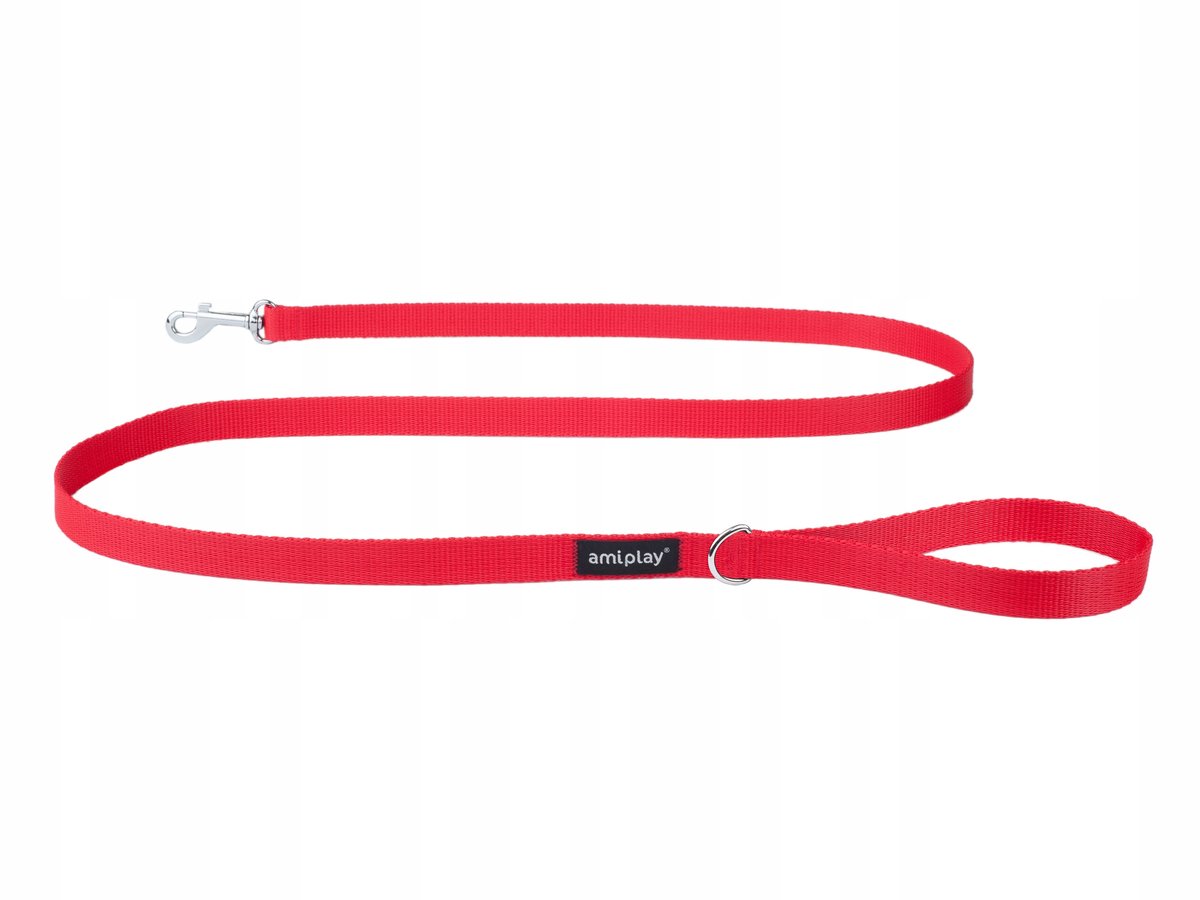 AmiPlay Basic Hondenlijn L Rood 150cm x 2cm - Duurzaam Nylon