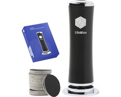 LifeWise® Elektrische Eeltverwijderaar - 60 Vervangbare Schuurpads - Hygiënisch - Netstroom Adapter - Voetvijl - Eeltvijl voor Voeten - Zwart