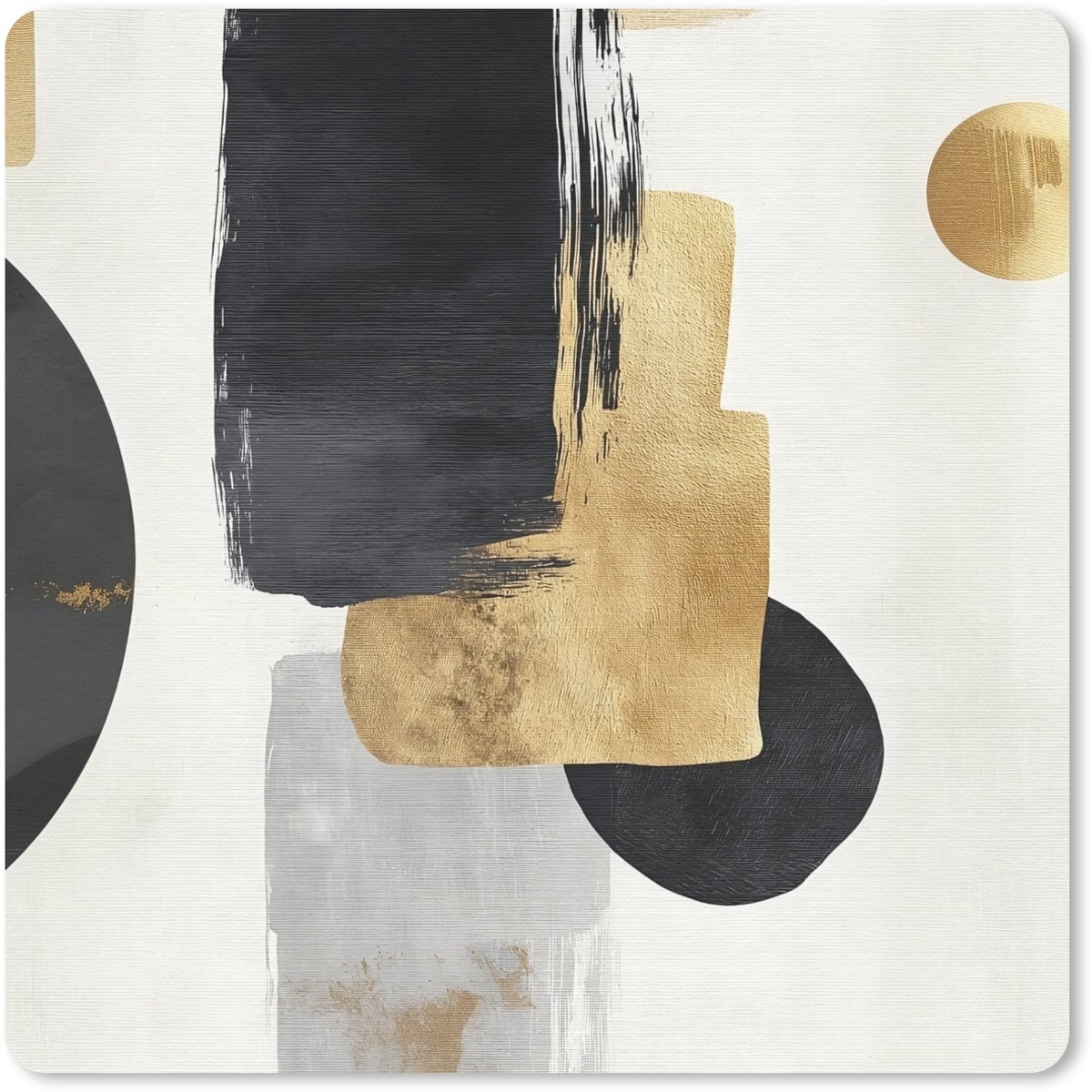 Muismat 20x20 cm - Mousepad Goud - Rechthoeken - Cirkels - Abstract - Muismatten