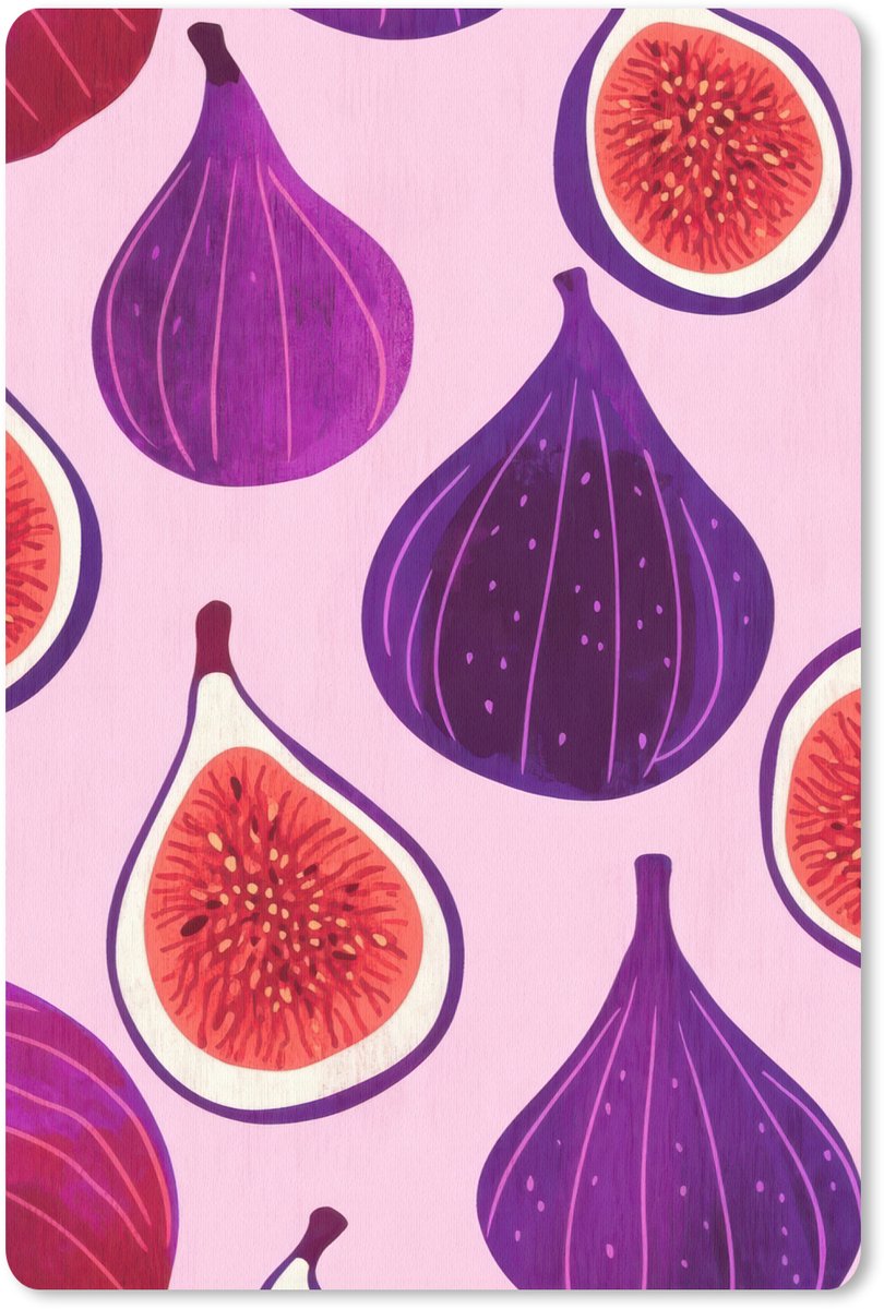 Muismat 18x27 cm - Mousepad Vijgen - Roze - Paars - Muismatten