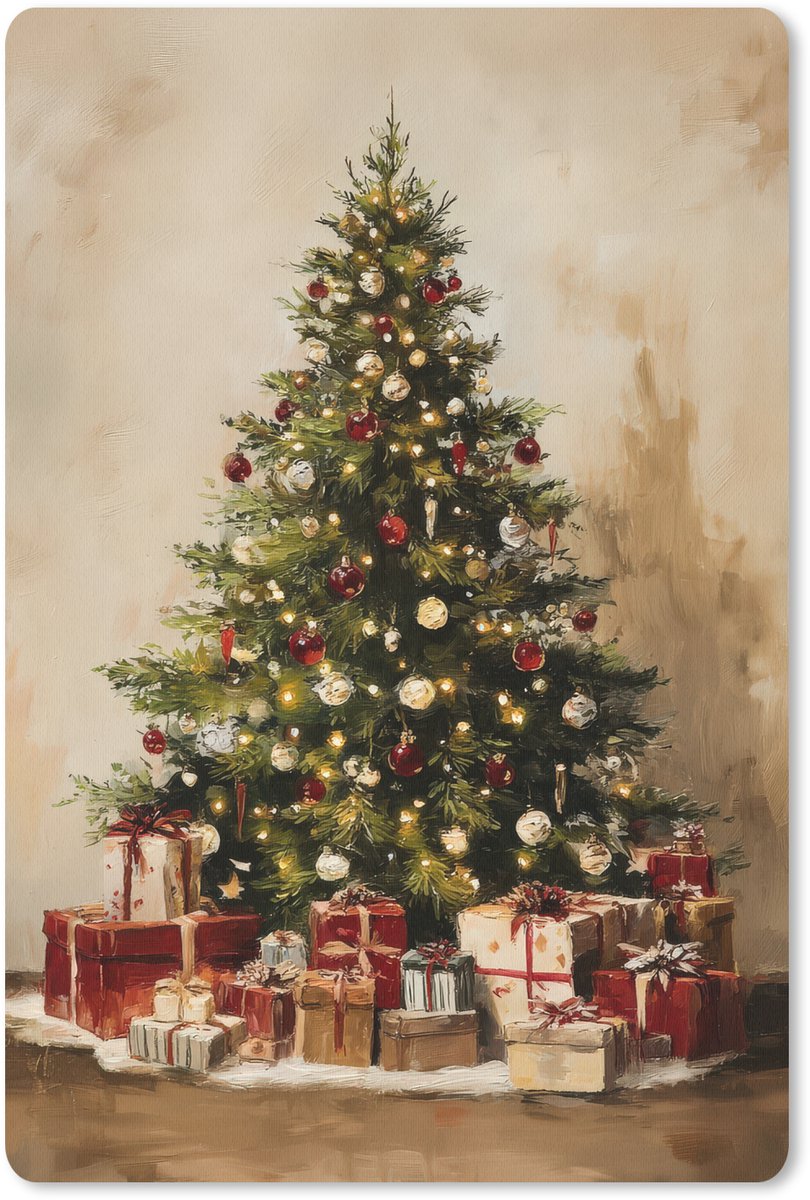 Muismat 18x27 cm - Mousepad Kerstboom - Versierd - Kleurrijk - Muismatten
