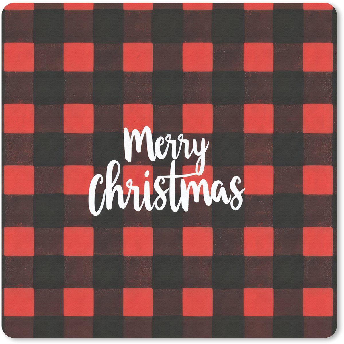 Muismat 20x20 cm - Mousepad Geruit - Rood - Tekst - Christmas - Muismatten