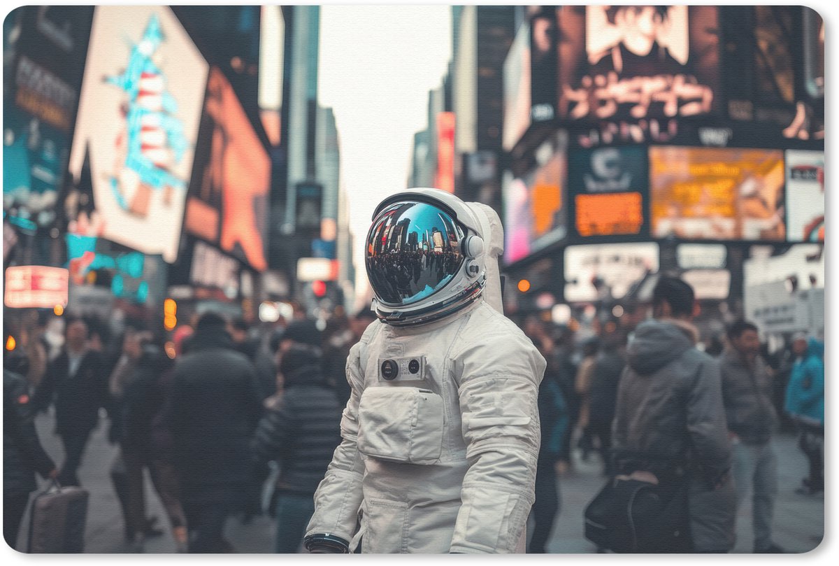 Muismat 27x18 cm - Mousepad Stad - Mensen - Astronaut - Wit - Muismatten