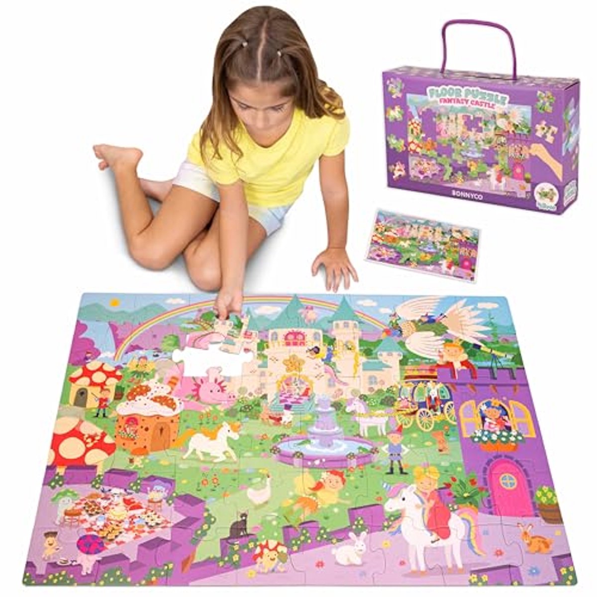 Giant Floor Puzzle Fantastisch Kasteel - 48 Grote Stukken - Educatieve Speelgoed voor Kinderen van 2-8 Jaar