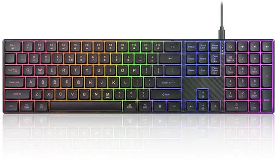 Perixx Periboard-329 Bedraad Toetsenbord – Grote letters – Scissor Mechanisme – RGB Verlichting – Stille Toetsen – QWERTY/US – Full Size