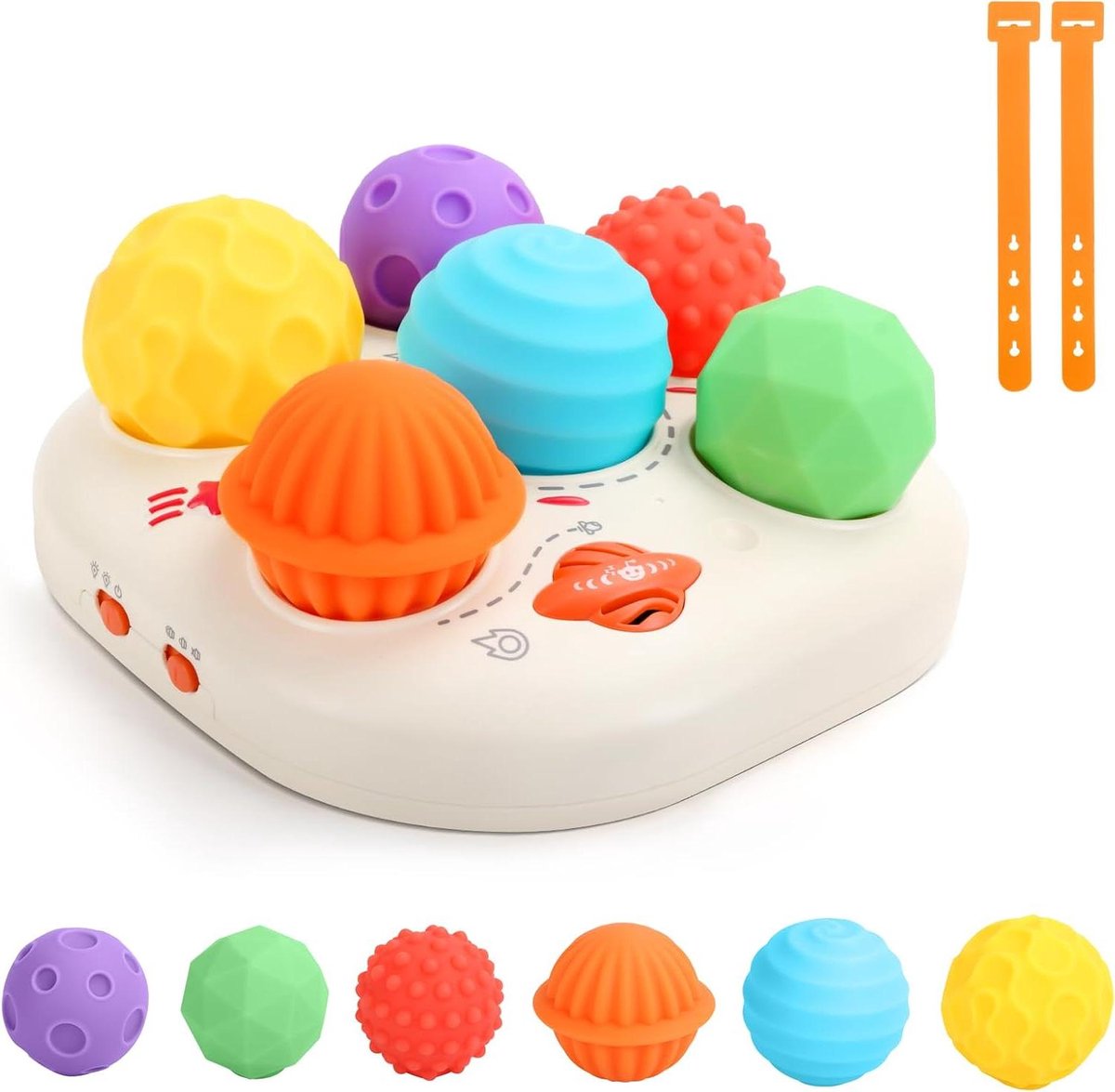 Provento - Montessori Speelgoed voor Baby's van 1 tot 3 Jaar | Verlicht Muziekspeelgoed, 6 Sensorische Ballen | Educatief Speelgoed voor Baby's van 6-12 Maanden | Cadeau voor Verjaardag