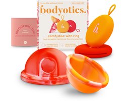 Bodyotics - Herbruikbare Menstruatie Discs - Menstrual Discs met Trekring - Maat S & L - Oranje - 2 stuks