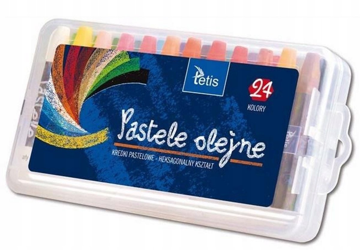 Tetis Oliepastels voor Kinderen - 24 Levendige Kleuren, Zeshoekig