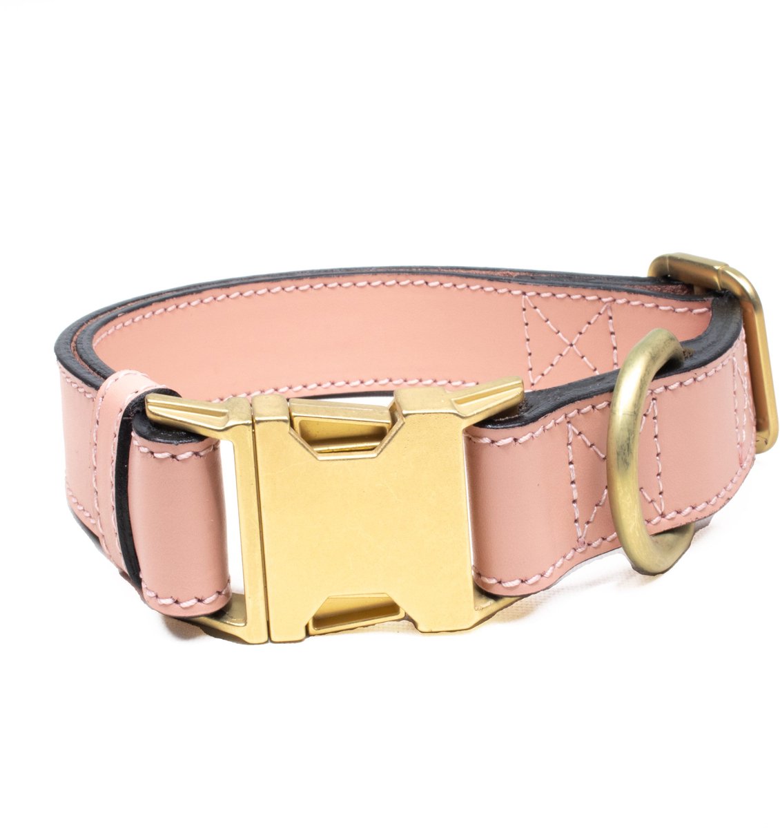 Luxe Halsband voor Honden - Echt Leer / Leder Reflecterend Verstelbaar 29 Cm-42 Cm x 2,5 Cm- Licht Roze
