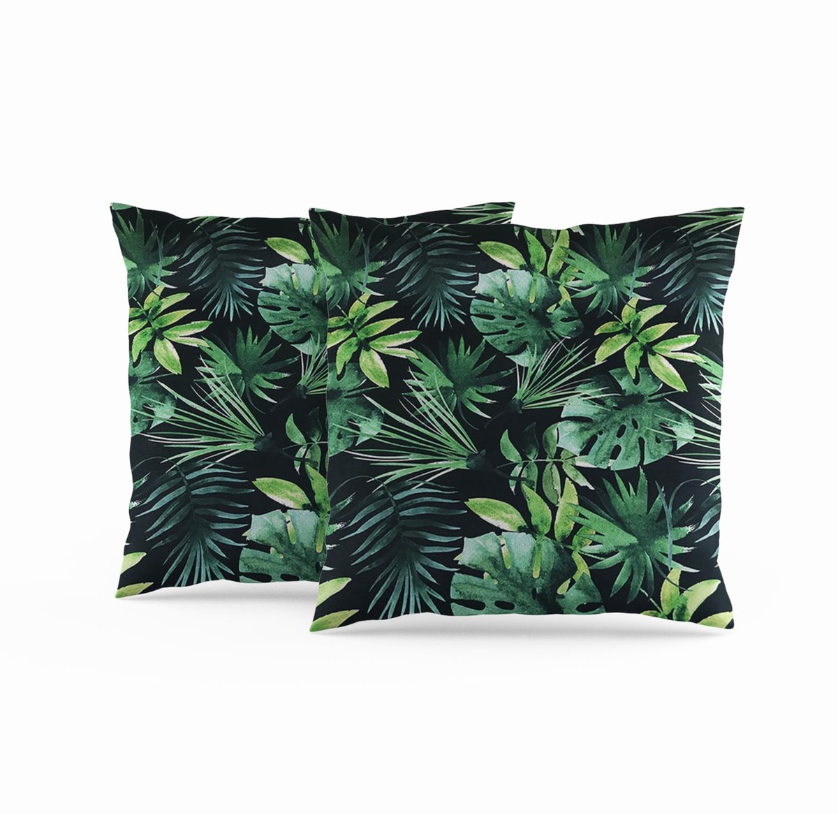 Unyqoos Set van 2 decoratieve kussenslopen met tropisch bladerpatroon voor binnen en buiten groen