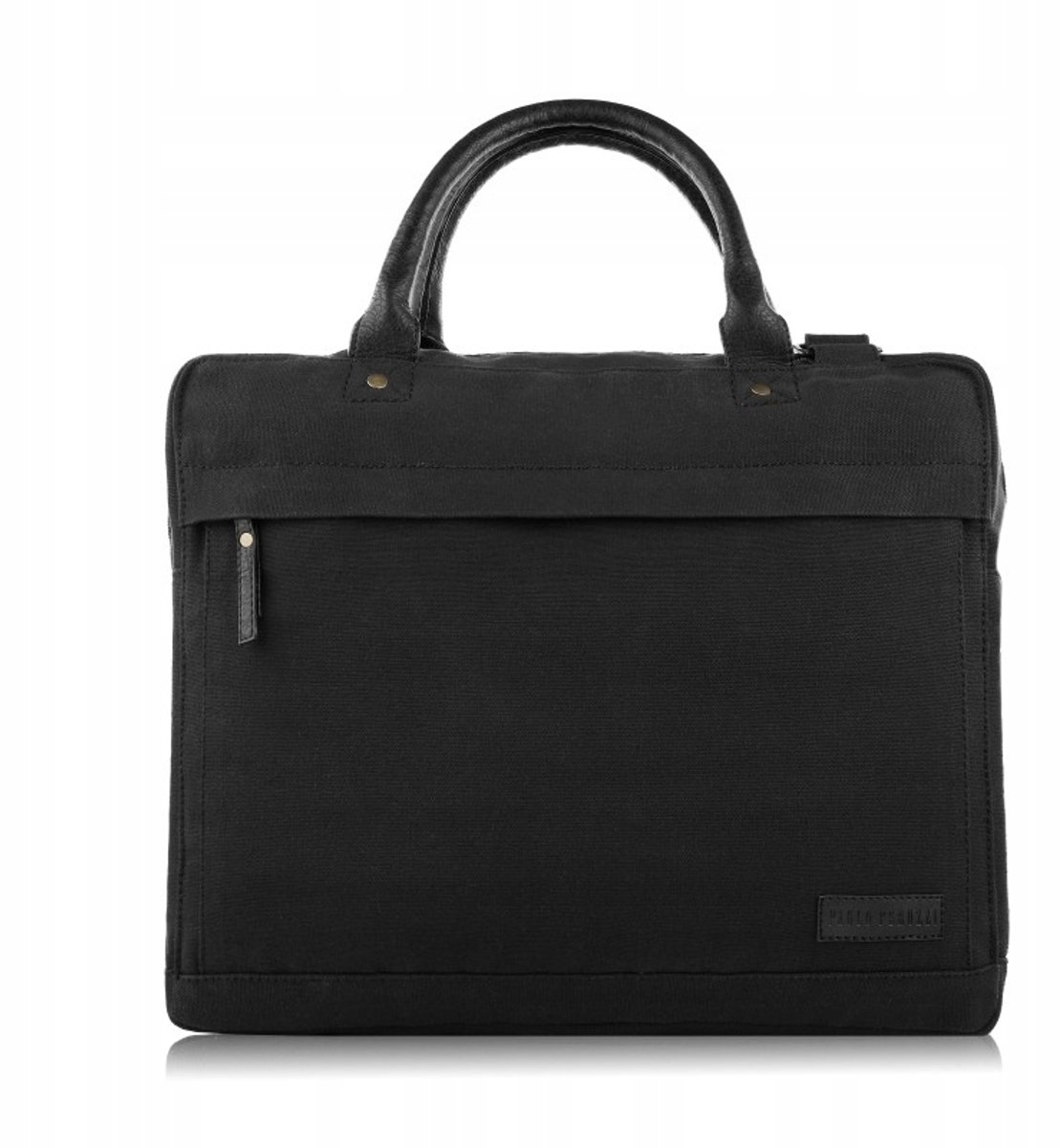 Paolo Peruzzi Herentas Laptop A4 Zwart Vegan Leer Canvas