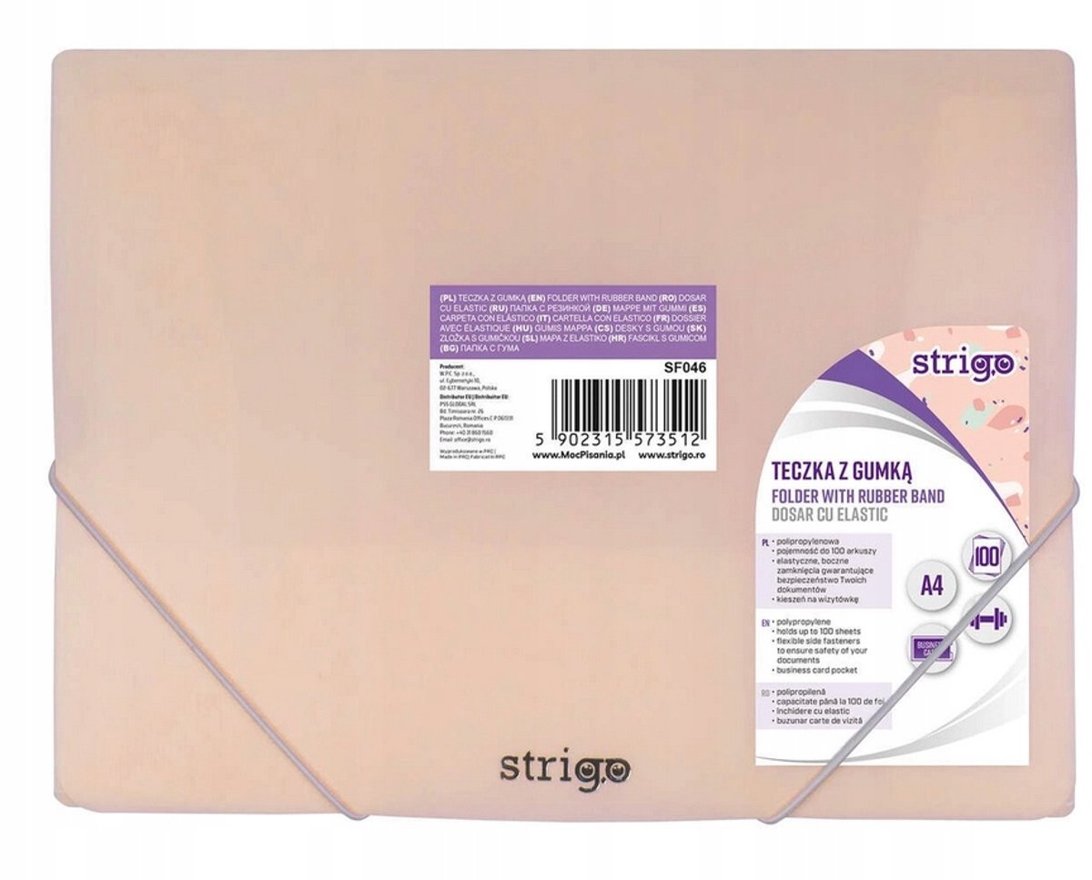 Strigo A4 Map met Elastiek, PP, Abrikoos - 100 Vel