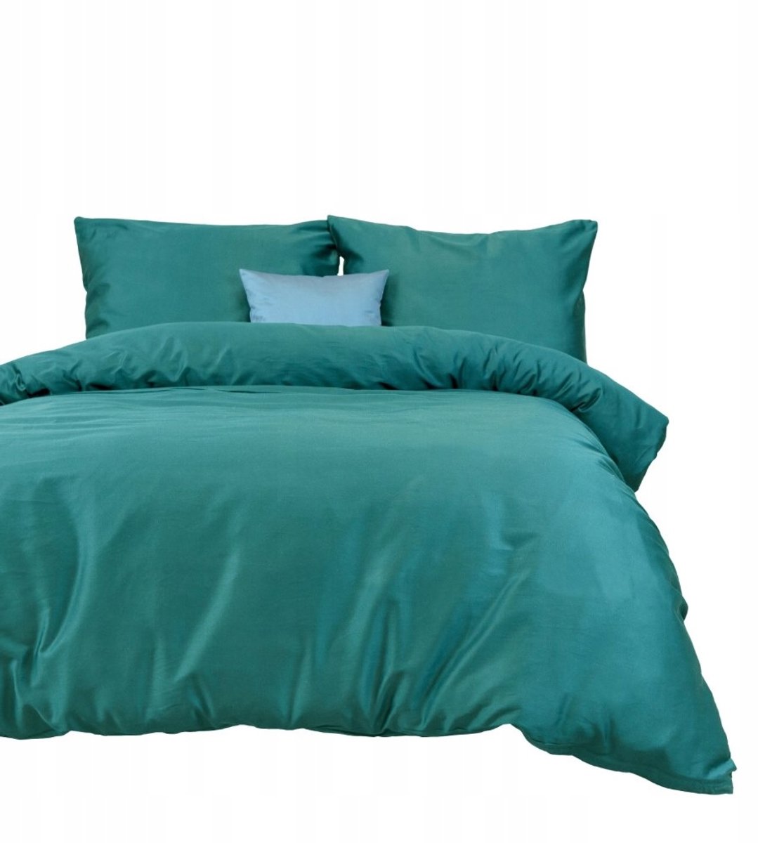 Katoenen satijn beddengoedset 220x200 donker turquoise