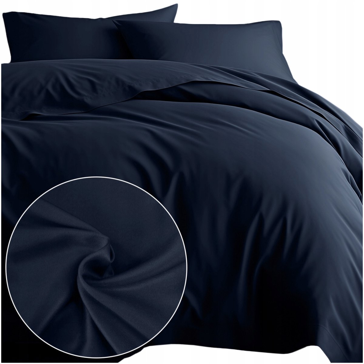 Katoen satijnen beddengoed 220x200 donkerblauw, 3-delig
