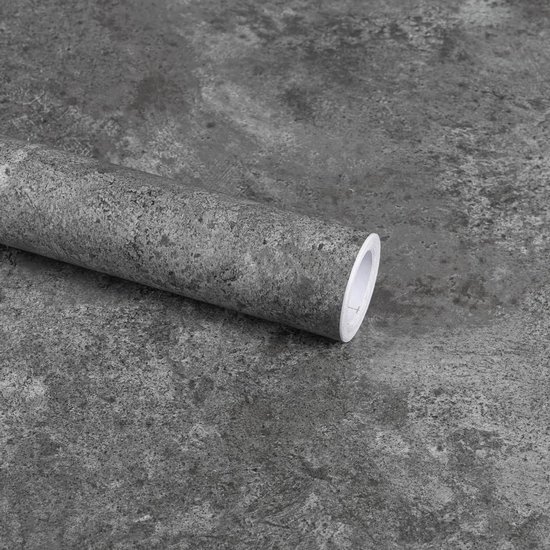 Zelfklevende Decoratieve Folie Betonlook Donkergrijs - Plakfolie Meubels Muren KastenKeuken Tafels - 40 cm x 300 cm