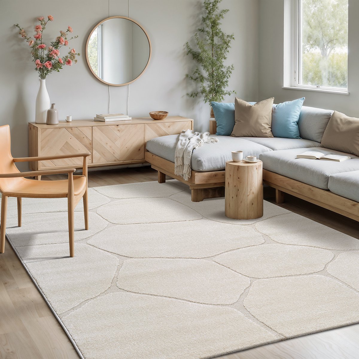 Mia’s Teppiche Atlas – modern vloerkleed met natuursteen-patroon, 3D structuur, zacht & onderhoudsvriendelijk, crème, 160 x 230 cm