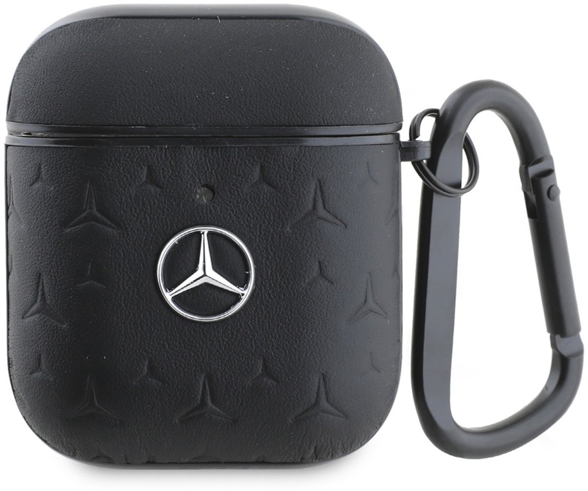Mercedes-Benz Airpods - Airpods 2 Case - Genuine Leather - Stars Pattern - Black