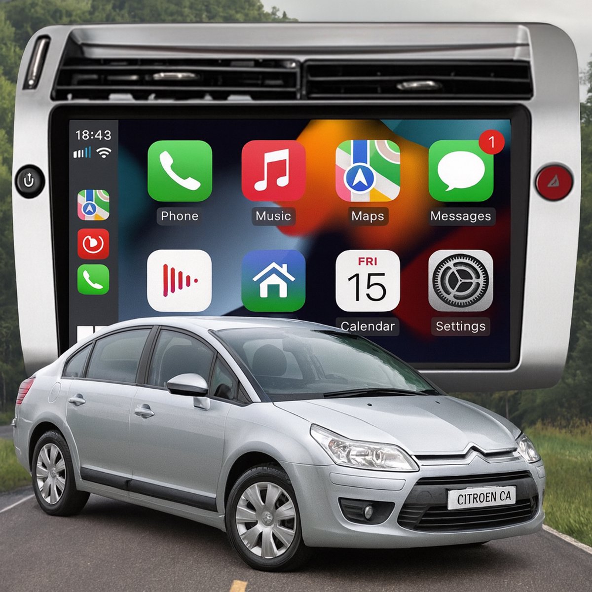 ADIVOX 9 inch T4 geschikt voor Citroën C4 2004-2009 Android 15 CarPlay/Auto/Wifi/GPS/RDS/DSP/5G/QLED/DAB+