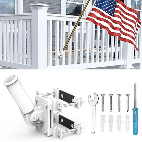 Vlaggenmast muurbevestiging 2 hoek vlag pole houder montage vlaggenmast windzak base aluminium wit multipurpose beugel vlag - Cadeaus & gadgets kopen? | Korting tot 54