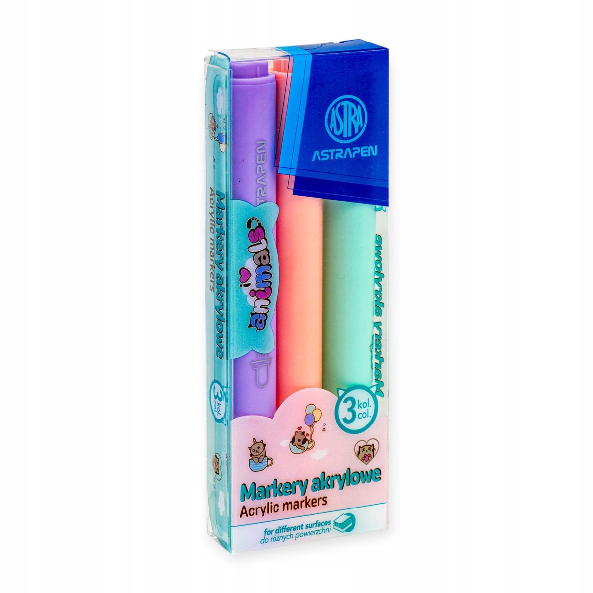 Astrapen Acryl Markers Dieren - 3 Kleuren in PET-doos