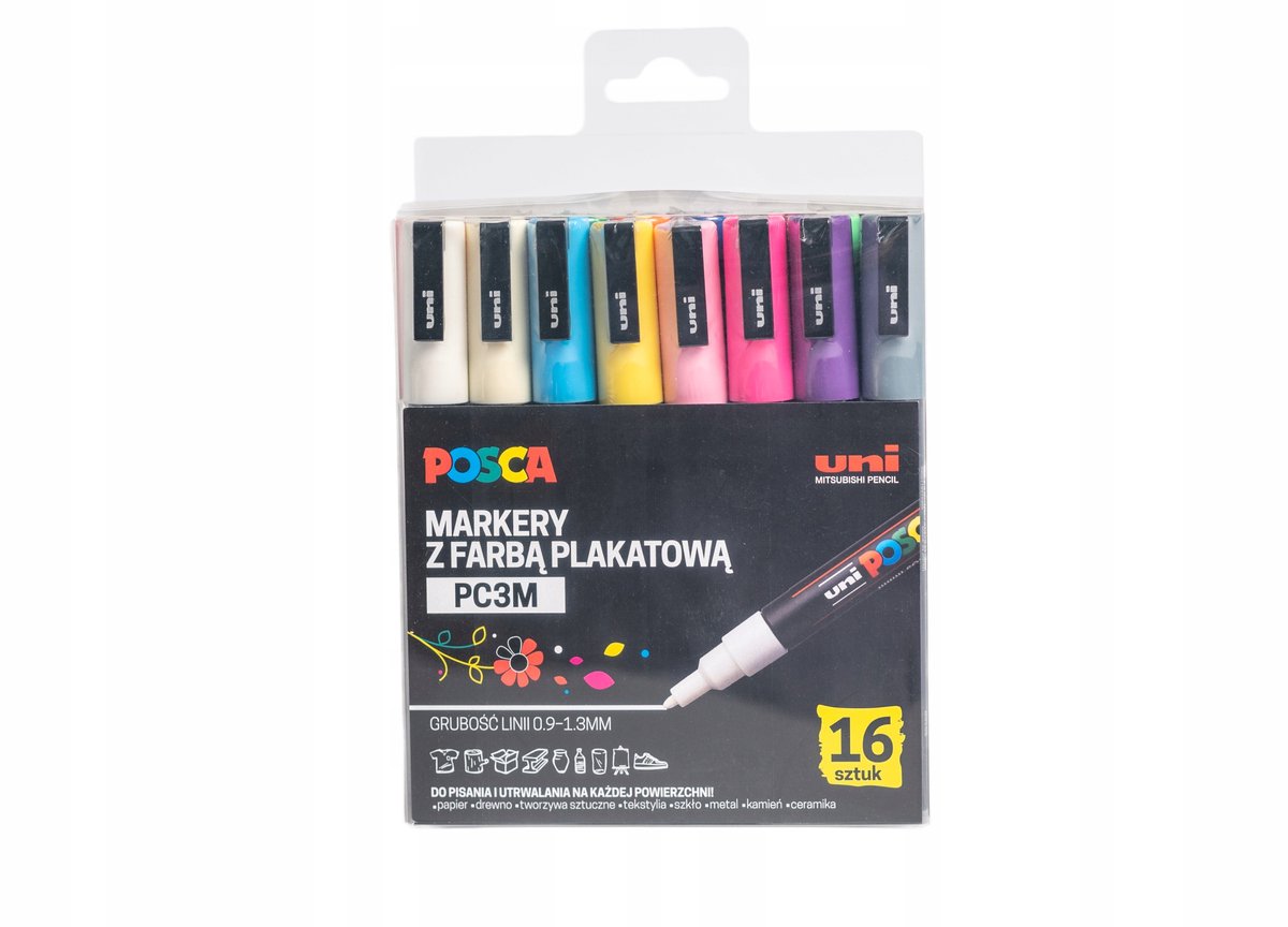 Uni POSCA PC-3M Markersset - 16 kleuren