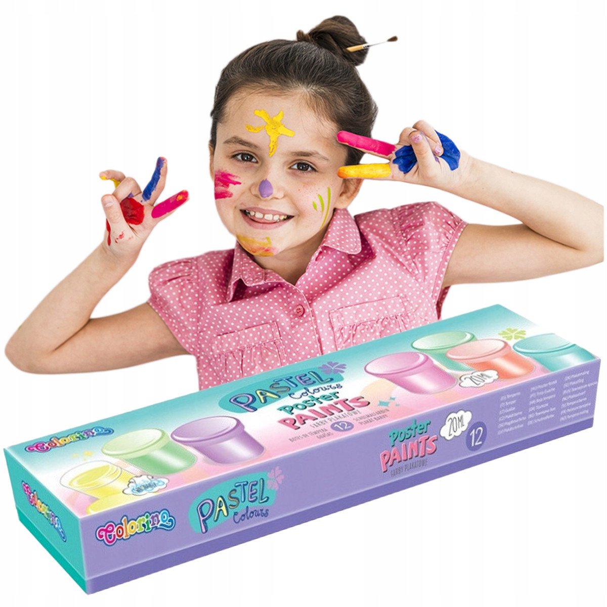 Colorino Plakkaatverf Set voor Kinderen - 12 Pastelkleuren