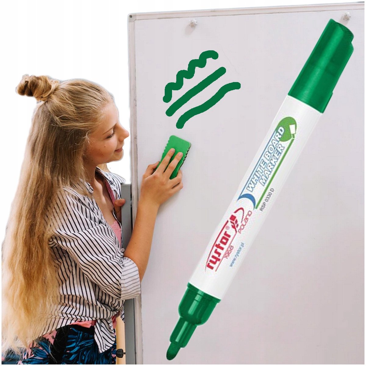 RYSTOR whiteboard marker, groen, droog uitwisbaar, ronde punt