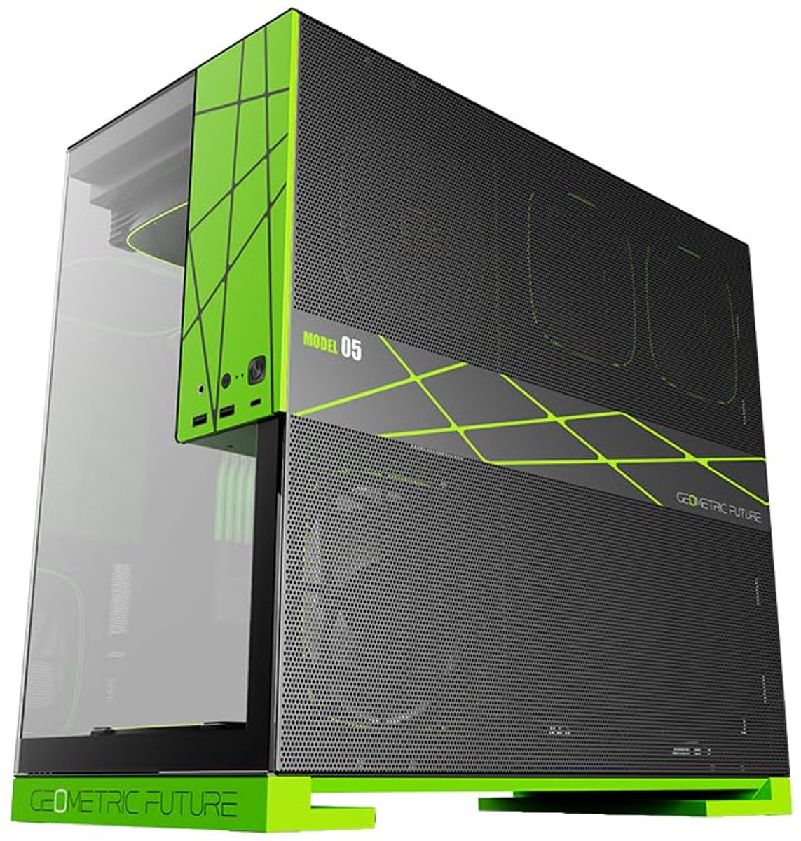 Geometric Future M5 Gaming Case - Mid Tower E-ATX/ATX met ARGB en gereedschaploze panelen