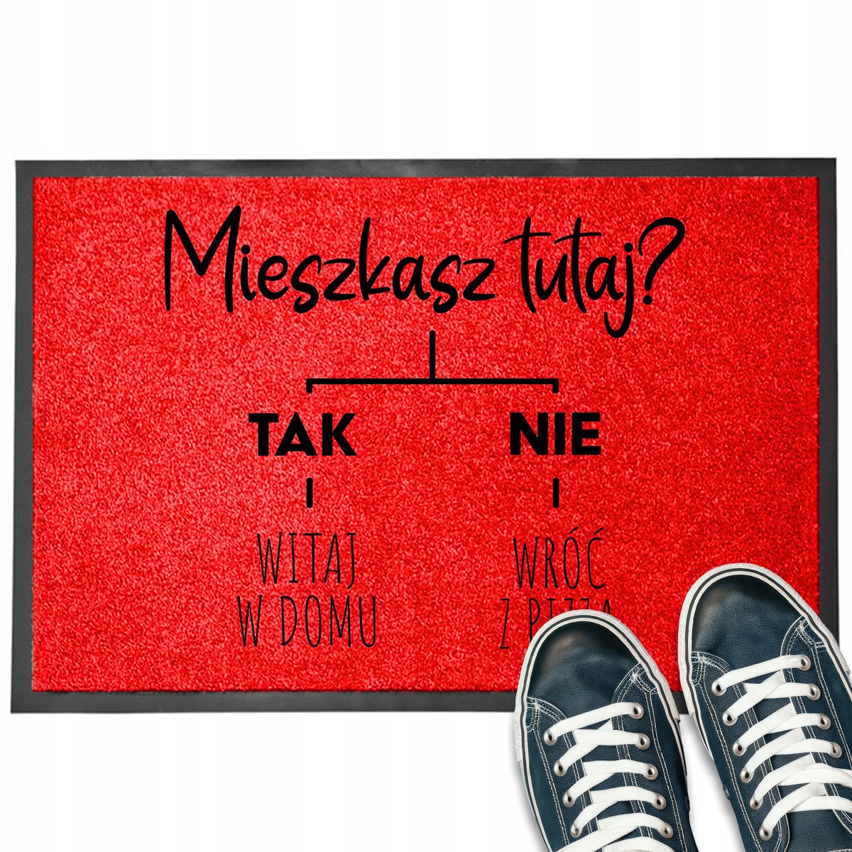 Deurmat 40x60cm - Welkom Thuis Tekst - Rood/Zwart