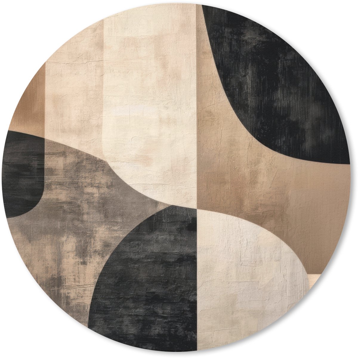 Muismat rond 40x40 cm - Mousepad Abstract - Vlakken - Zwart - Rond - Ronde muismatten