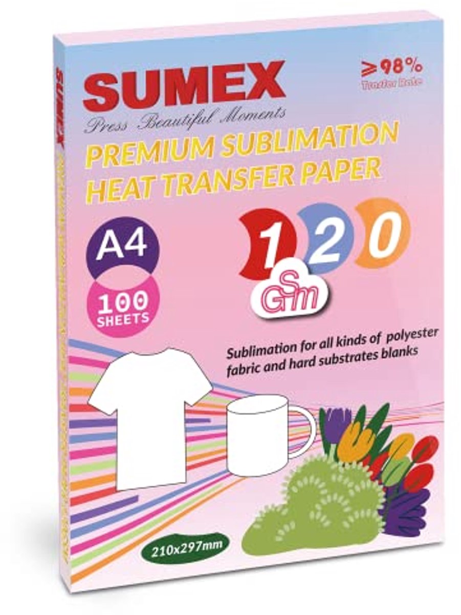 Sublimatiepapier A4 120 g/m² - 100 vellen Warmteoverdrachtspapier voor Inkjetprinters