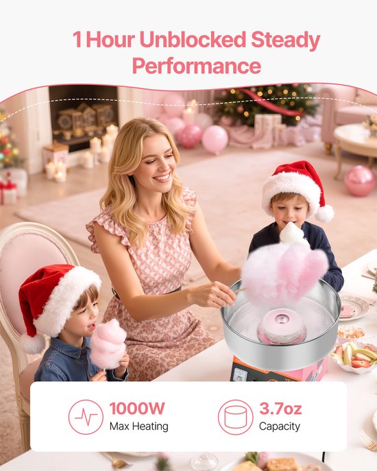 VEVOR Commerciële Suikerspinmachine Elektrische 1kW Suikerspinmaker Roze — afbeelding 5