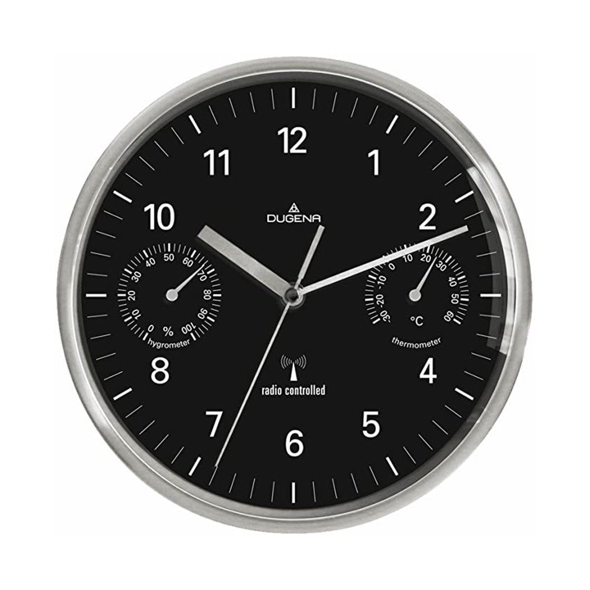 DUGENA Tijdsein gestuurde wandklok met Thermo- en Hygrometer 4277406