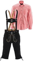 Lederhosen set | Top Kwaliteit | Lederhosen set D (zwarte broek + rood overhemd), M, 56