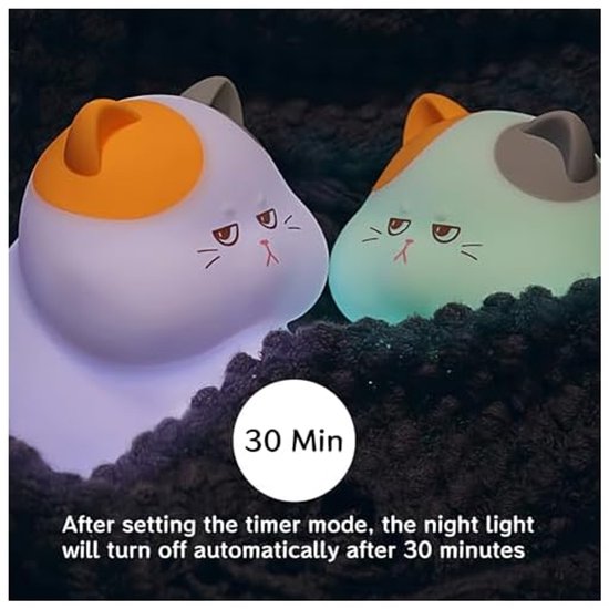 Schattige kat eet nachtlampje - Kleurveranderende sfeerlamp met oogbeschermingsfunctie, een slaapgenoot in de slaapkamer en een geweldig cadeau voor Kerstmis — afbeelding 3