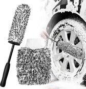 Velgenborstel - Autowielborstel Met Autowashandschoen - Microvezel Velgenborstel - Bandenborstel - Wheel Brush - Velgen Reiniger - Auto velgen borste - Autowielreinigingsborstel - Afneembare - Auto Borstel - Autoreinigingsset - Zwart