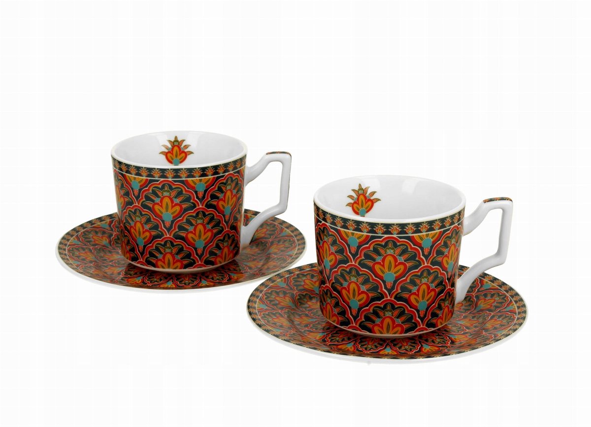Porseleinen Espressokopjes met Schotels - Set van 2