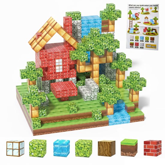 Magic toy Magnetische blokken - 100 stuks - Magnetic cubes - Magnetisch bouwspeelgoed - Magnetisch speelgoed - Magnetic tiles - Magneten speelgoed - Montessori speelgoed - Educatief speelgoed - Magnetische bouwstenen - Craft je eigen wereld